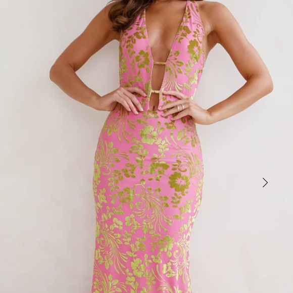 Hello Molly Pink and Gold Backless Dress - Picture 1 of 3